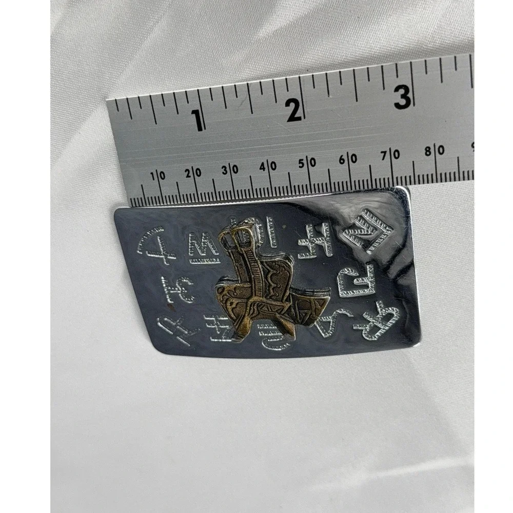 Chambers Belt Co Belt Buckle Mens Silver Metal Rectangle Western Saddle USA